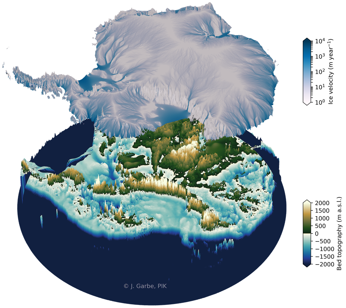 Antarctic Ice Sheet as simulated with PISM